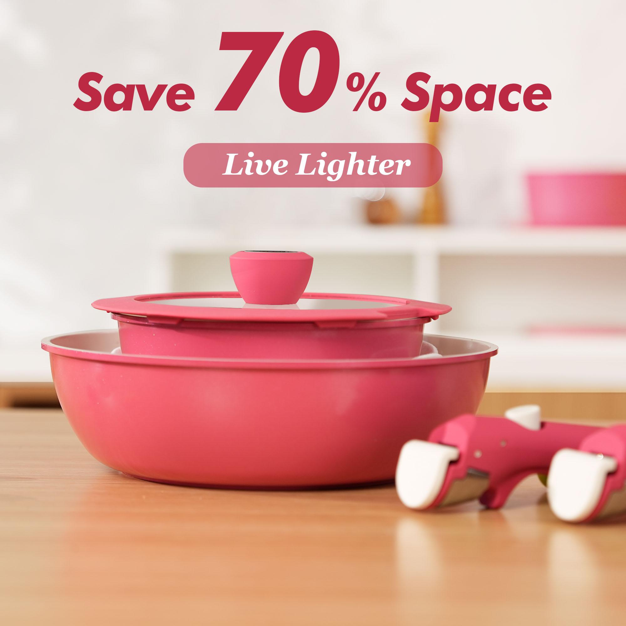 SENSARTE 19pcs Nonstick Pots and Pans Set - Kitchen Cookware Set with Detachable Handle - Includes Pizza Pan & Egg Pan & Kitchen Utensils - Ideal for Home Cooking, RV, Camping - Dishwasher/Oven Safe