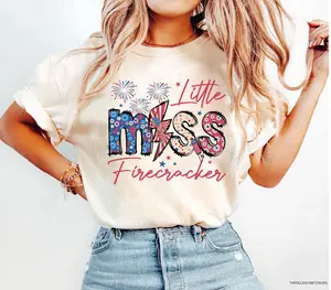 Little Miss Firecracker Shirt, 4th of July Shirt Shirt , 4th of July Crew, Red White Blue, Patriotic Firecracker