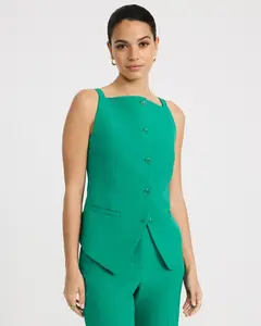 Express Studio Stretch Twill Square Neck Cutaway Blazer Vest