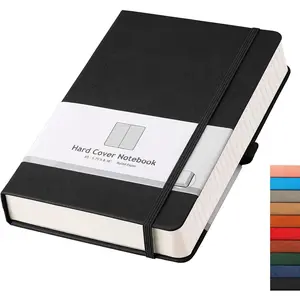 Thick Journal Lined Notebook 320 Numbered Pages A5 Notepad for Men Women College Ruled 100gsm Paper Leather Hardcover for Writing Work Office School 5.75'' X 8.38'' Black