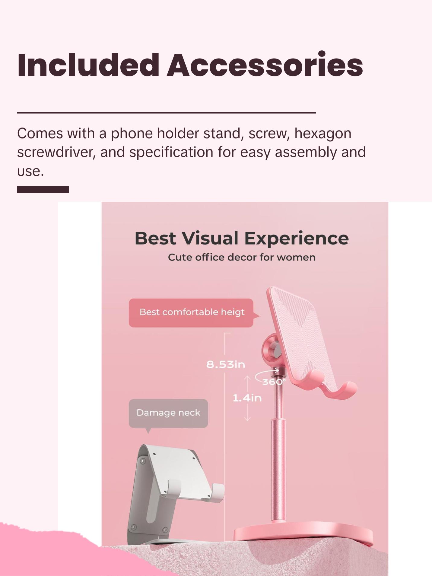 LISEN Pink Kitchen Accessories Dorm Room Essentials for Girls College Dorm Decor Kawaii Desk Accessories for Women, Vanity Decor Accessories Pink Office Supplies Women Cute Desk Accessories LISEN