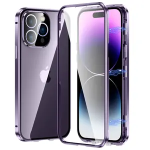 Transparent Full Coverage Anti-Drop Phone Case with Tempered Glass Clip Design, Compatible with iPhone 17 Pro Max, 17, 16 Pro Max, More Models