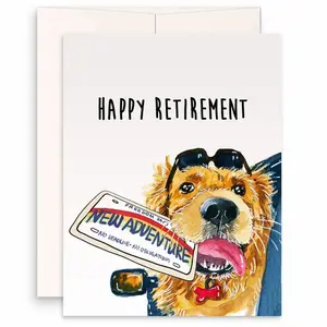 Dog Retirement Card - Coworker Leaving Farewell Cards - New Adventure Golden Retriever