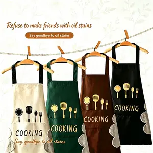 Unisex Waterproof Wipeable Kitchen Apron with Strap and Pockets - Multicolor Adult Home Care Apron for Summer Use, Wipe # chef apron