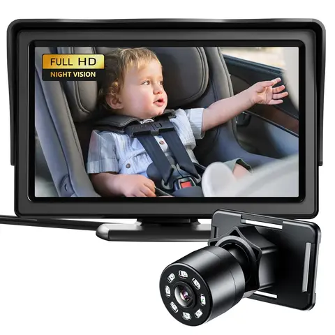 Car Mirror, Car Monitor 4.3'' HD  Display with Night Vision Feature, Rear Facing Seat with Wide Crystal Clear View