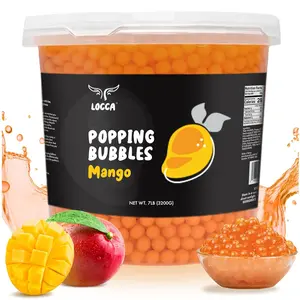 LOCCA Popping Boba Pearls 7Lbs x4 Mango Party Flavor Bubbly Treats for Mango Lovers. Beverage - Drinks