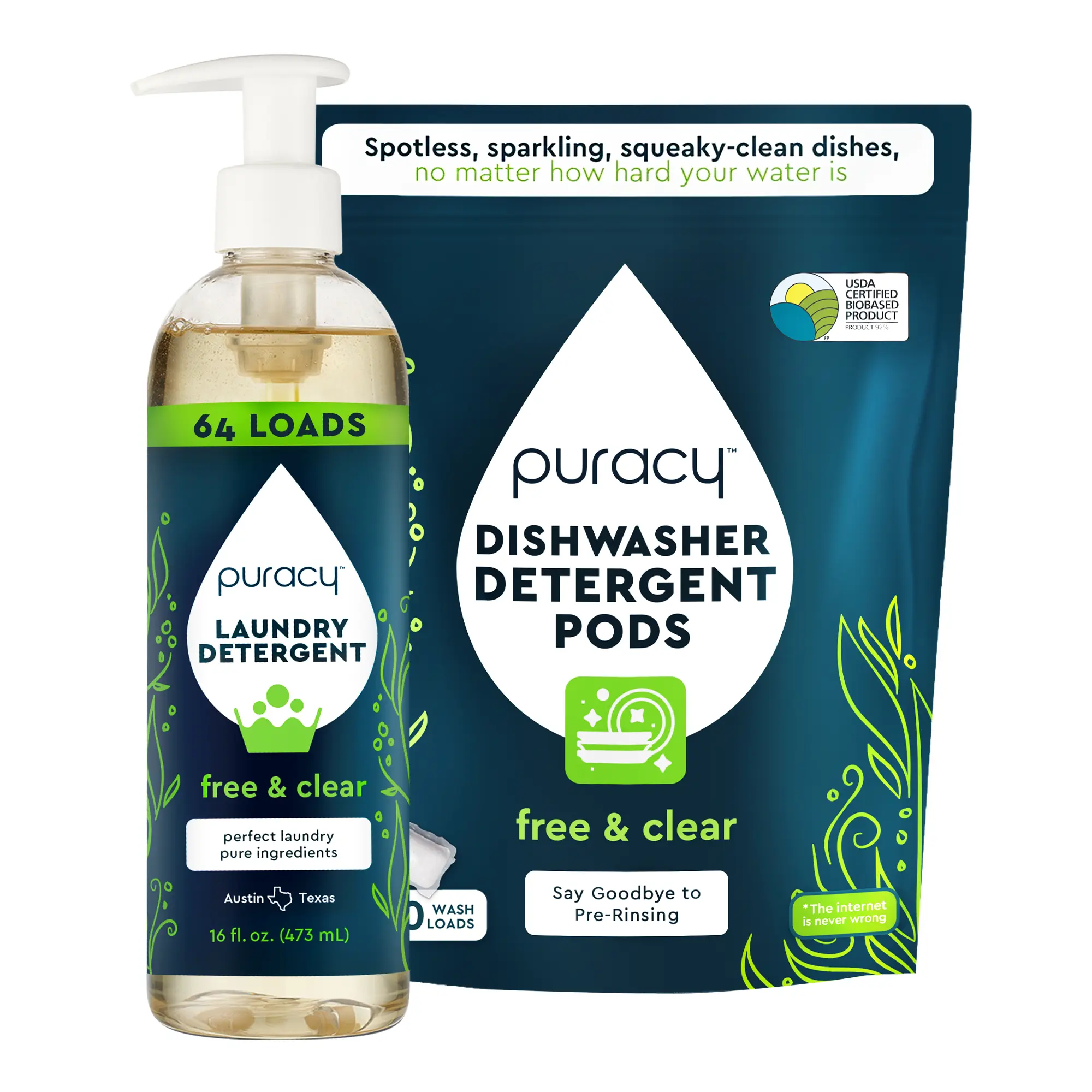 Laundry Detergent (Free & Clear) + Dishwasher Pods