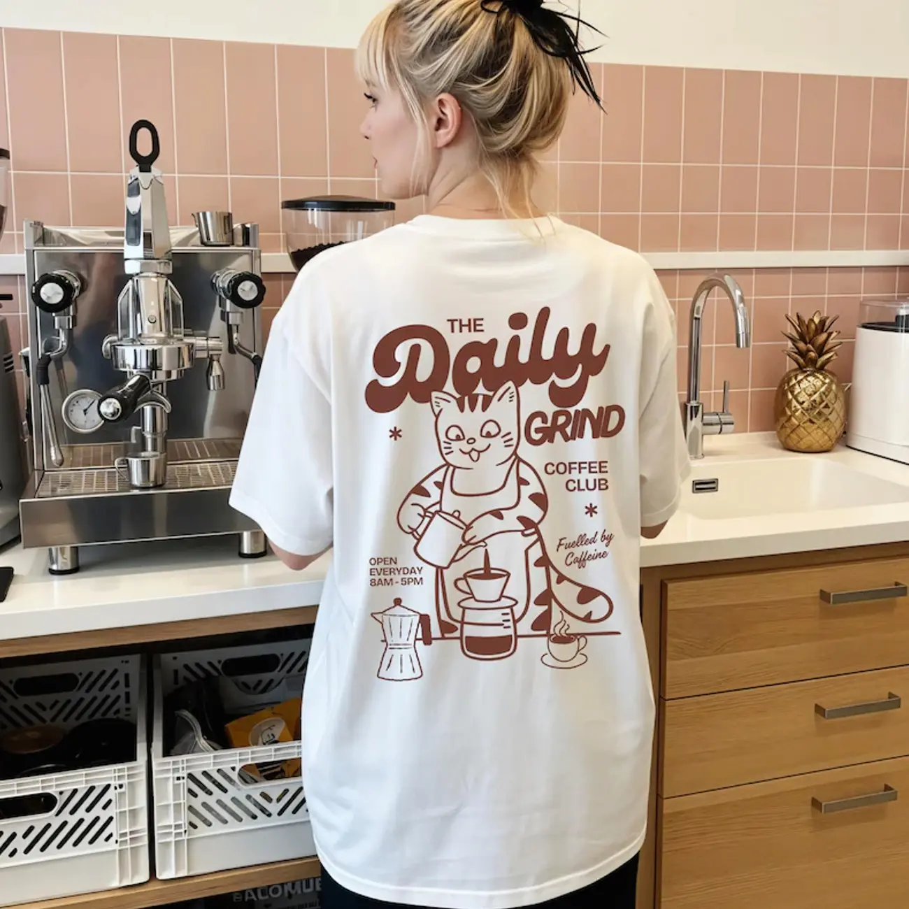 Funny Cat Coffee T-Shirt, Gift for Cat Lovers, Cute Feline Coffee Club Brunch Shirt.
