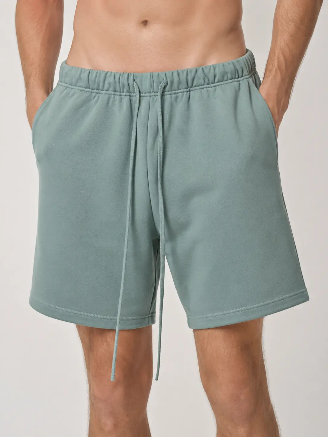 Menswear Men's Cotton Casual Shorts -Long Drawstring, Stretch Elastic Waist Chino Shorts for Summer Beach, Golf