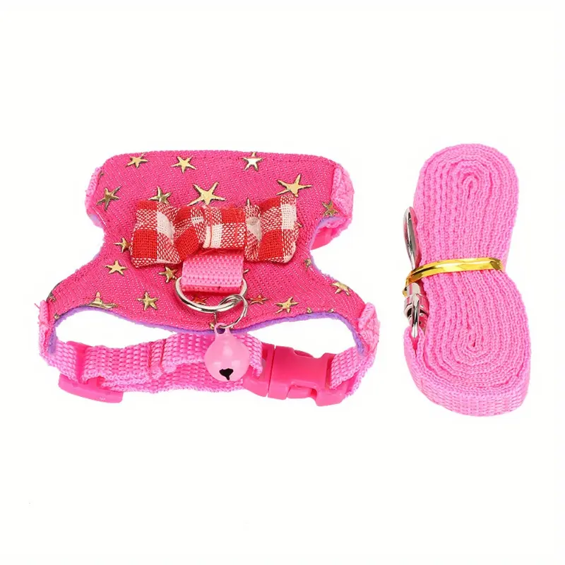 Cat Stuff Small Animal Walking Harness Vest Leash Set Outdoor Chest Strap for Ferret Chinchilla Squirrel Pet SuppliesS