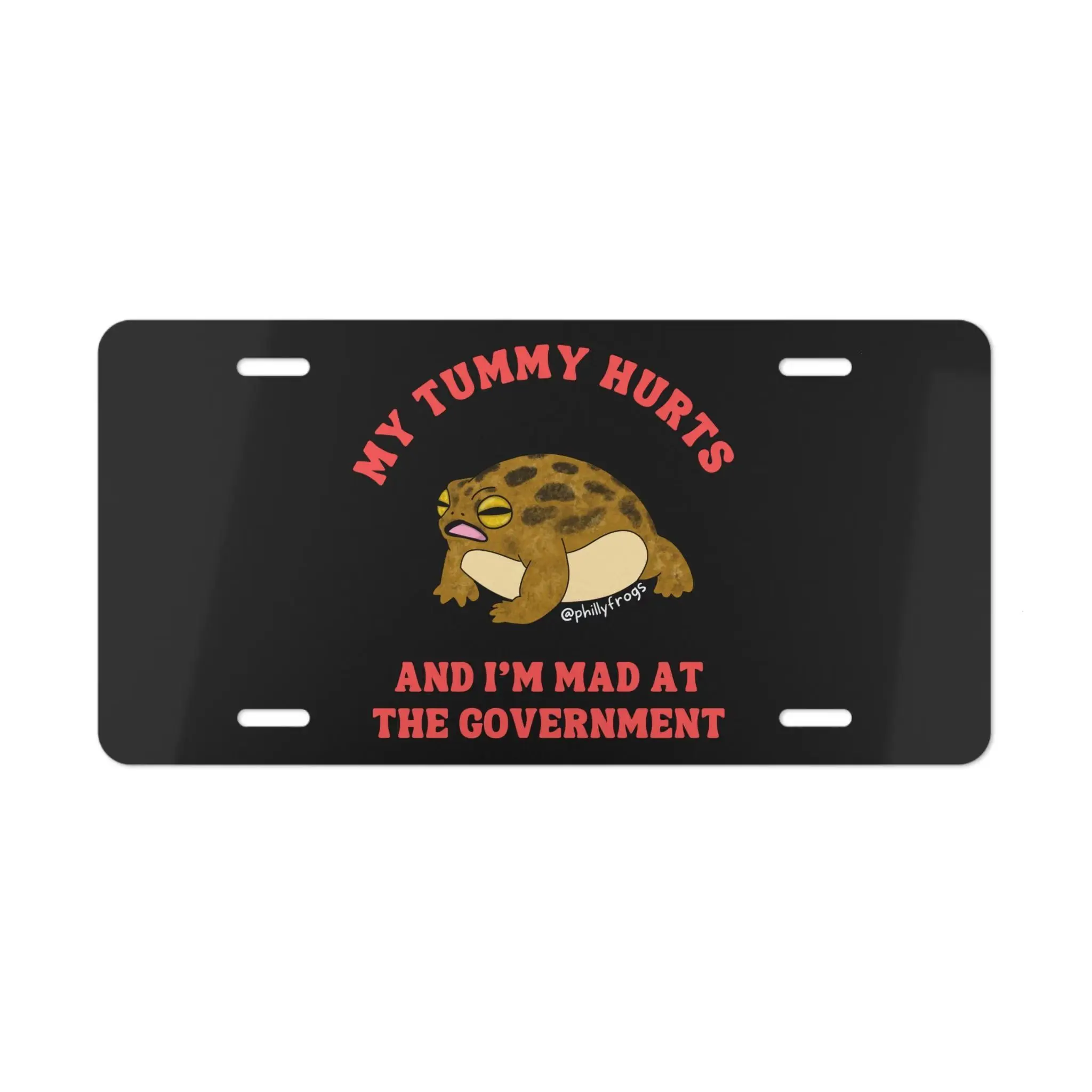 Funny Frog Meme License Plate, My Tummy Hurts Vanity Tag, Aluminum Car Plate, Cute Toad Decor, Humorous Car Accessory, Gift for Frog Lovers