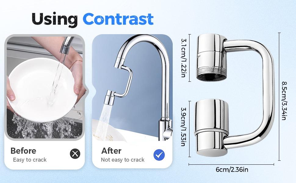 1440° Rotatable Faucet Aerator Extension, 2025 New 2 Modes Universal Sink Faucet for Splash Reduction, 1080° Rotating Multifunctional Faucet Extender for Bathroom Sink Kitchen