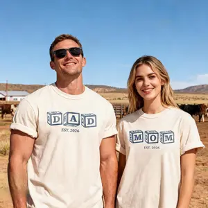 Mom Dad Shirts (EST 2026), Pregnancy Announcement Couple Tees