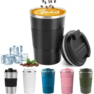 Insulated Travel Coffee Mug, Spill & Leak Proof, Portable To Go Camping Stainless Steel Coffee Tumbler, Reusable Thermal Coffee Cup with Lid for Hot & Cold Drinks (380ml /12 oz)