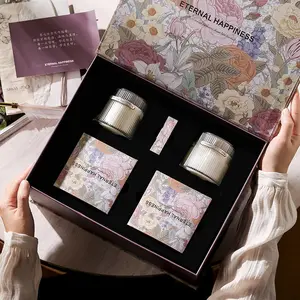 Aromatherapy Essential Oil Candle Set, Long-Lasting Fragrance Gift Box, Home Bedroom Decor, Hotel Use, Flower Pattern Scented Candles