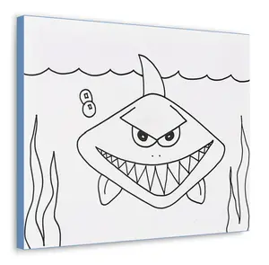 Predrawn Shark on Canvas - Simple Design for Kids to Paint and Personalize - Ideal Gift for Rainy Days or Birthday Parties