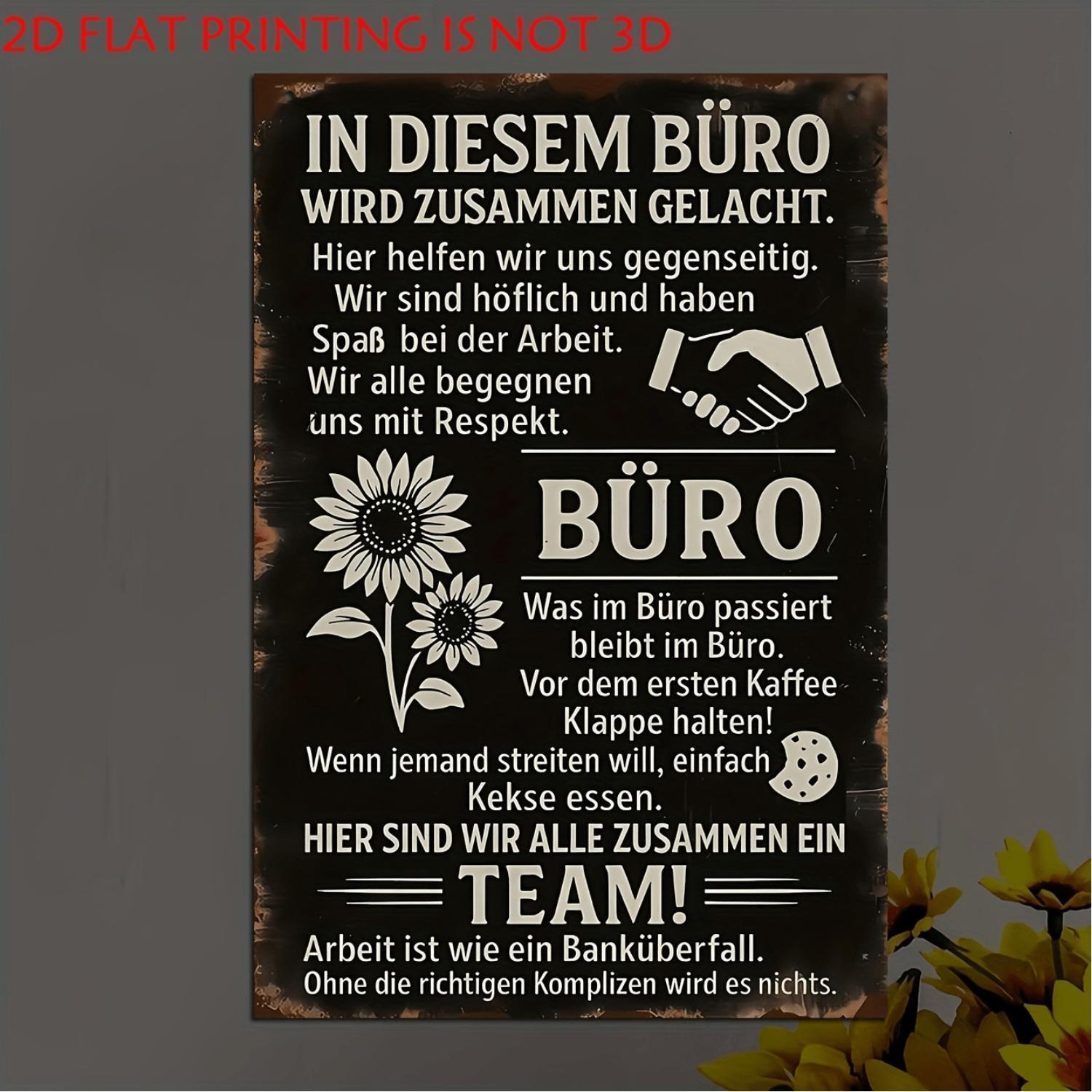 2D Flat, 1pc Wooden Decorative Sign & Plaque, German Vintage Sign, "In This Office, We Laugh Together," Wall Art Decor for Home Office Studio, Gift for Birthdays, Weddings, Anniversaries, Christmas, Thanksgiving, Travel Gifts, New Year, 2D Flat