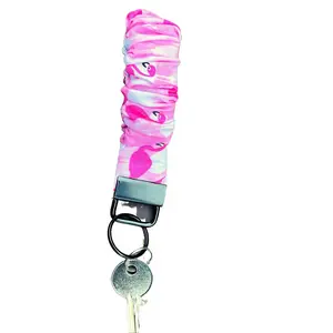 Felicia Flamingo Scrunchie Keychain  for keys, IDs, hand sanitizer