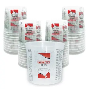 Reusable Plastic Measuring Cups & Buckets - 174 oz (5 qt) Kitchenware Measuring Utensils with Calibrated Mixing Ratios for Paint, Epoxy Mixing, Plastic Cup