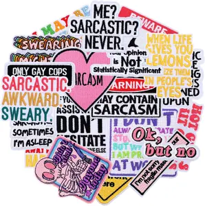 20 count Funny Sarcastic Embroidered Iron On Patches,Cool Humor Sew On Applique Patches for Adults,Funny Snarky Embroidery Patch for Clothes,Backpacks,Trucker Hats,Jeans