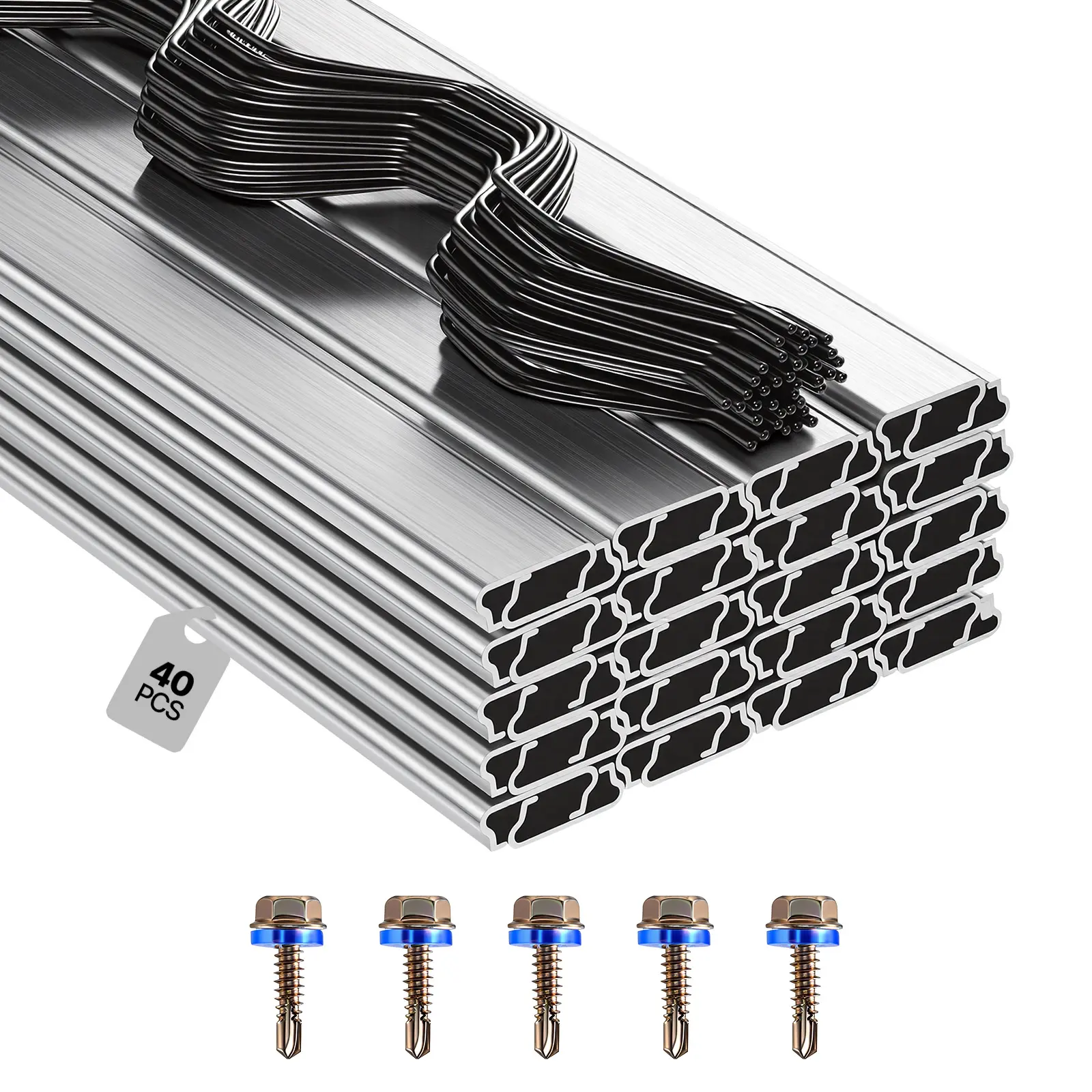 【SummerFinds】VEVOR Greenhouse Spring Wire and Lock Channel, 40 Packs 6.56 ft PVC-Coated Wiggle Wire & Aluminum Alloy Channel Bundle Kit with Included Screws, 0.05 in Thickened, Poly Film & Shade Cloth Attachments
