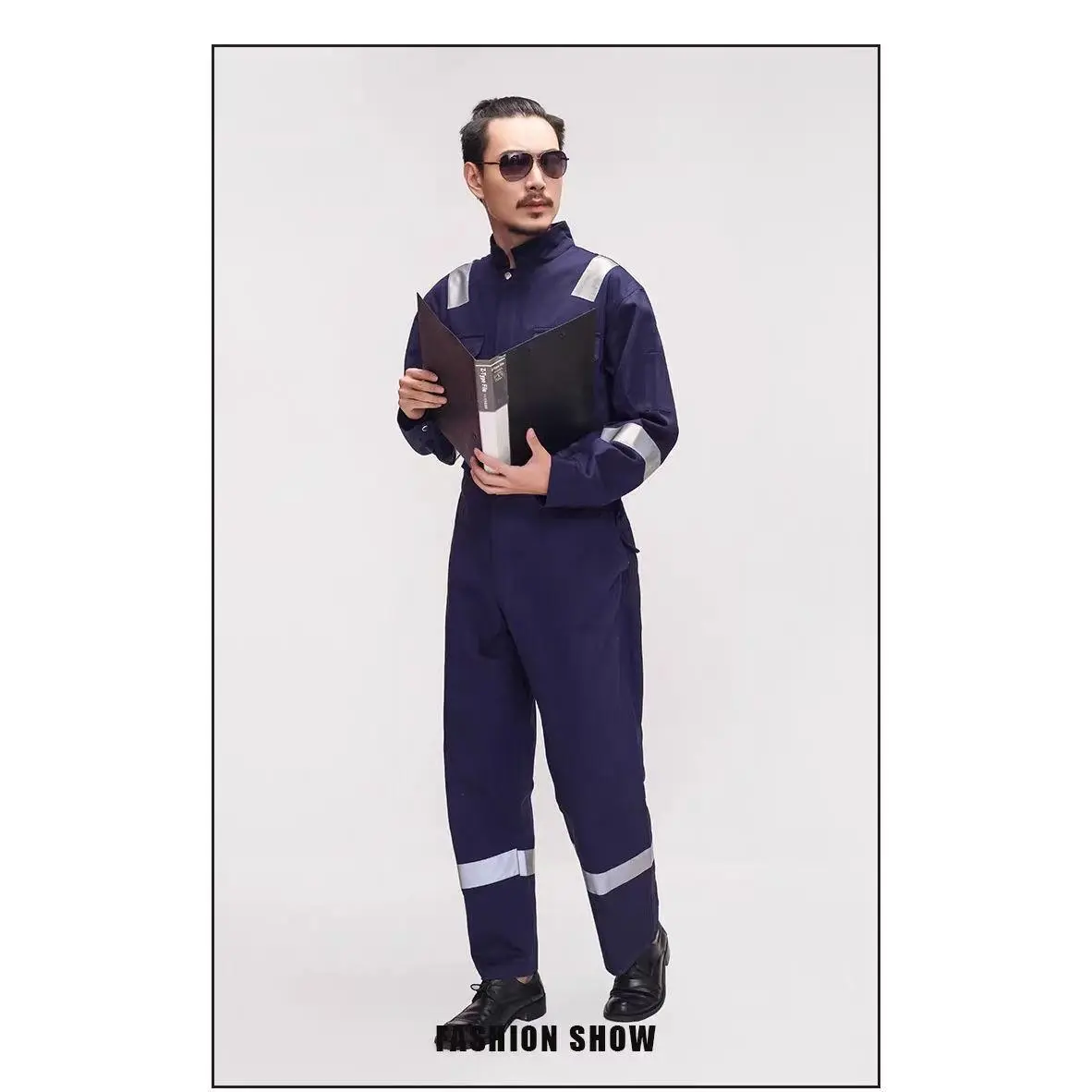 Back waist pleated one piece navy blue