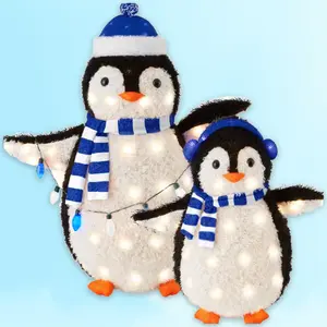Best Choice Products 2-Piece Lighted 3ft Pop-Up Penguin Family Outdoor Christmas coration w/ 150 LED Lights