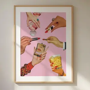 Retro Lipstick Print, Trendy Wall Art Poster, Pink Chic Fashion Icon Poster, Vintage Aesthetic Dorm Art, No Frame Poster Prints, Wall Decoration