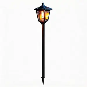 24-inch Solar Flame Lights Outdoor, Realistic Flickering Flame LED Torch, 4H Fast Charging, 8-10H Long Lasting, IP65 Waterproof Landscape Pathway Garden Lights for Yard, Patio, Lawn (1 Pack)