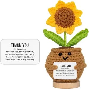 Emotional Support Crochet Sunflower Doll with Appreciation Card - Thank You for Listening and Being There - Gift for Friend, Coworker, Therapist, Handmade Crochet Decor