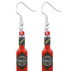 Novelty Earrings, Acrylic Earrings, Dangle Earrings, Food Earrings, Hot Sauce Earrings