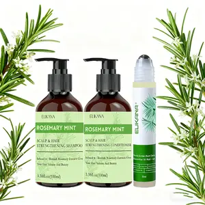 Rosemary mint shampoo set, contains Biotin and rosemary leaf oil, natural ingredients nourish hair care, suitable for daily use (Including Roller Ball, conditioner, shampoo)