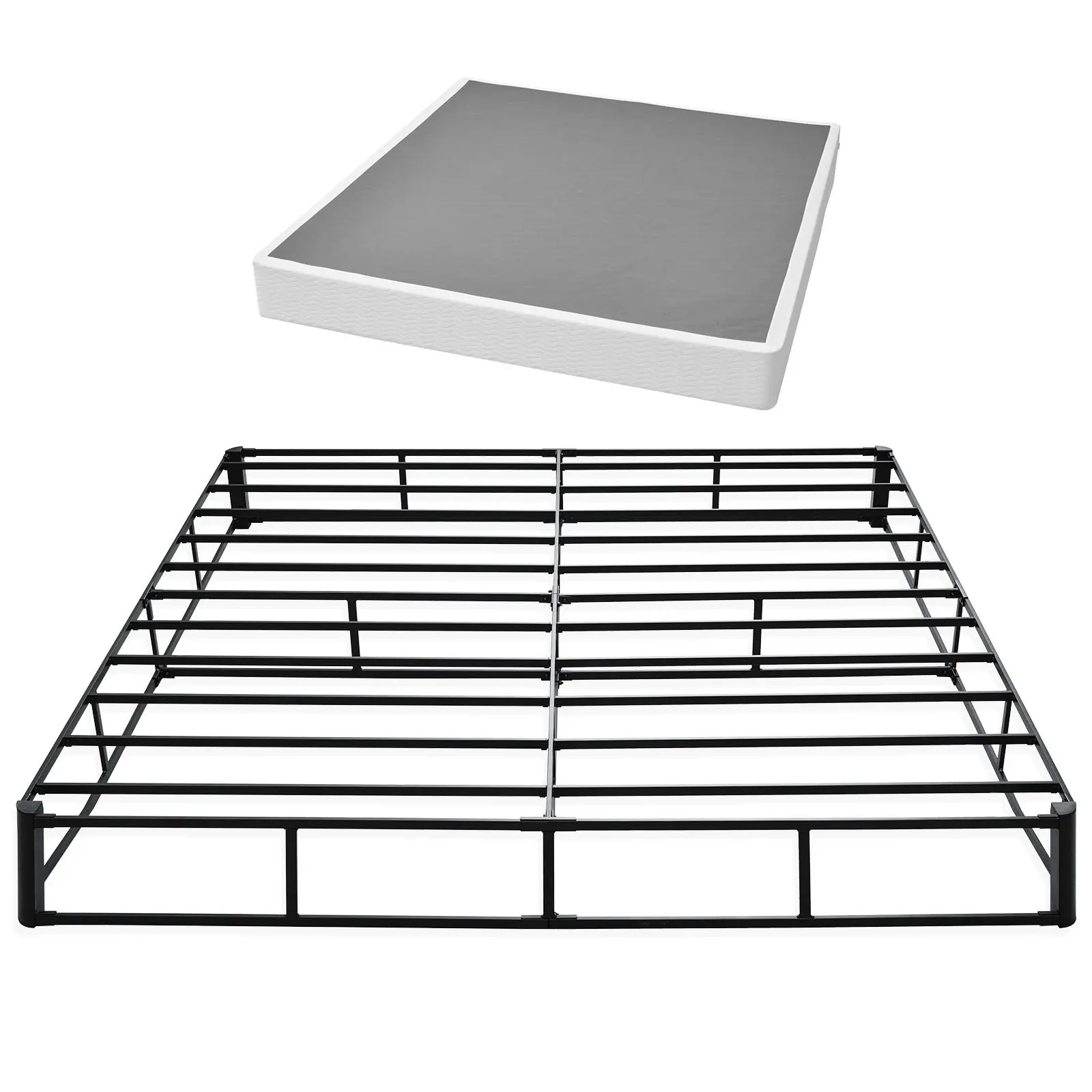【Summerfinds】VEVOR Durable Steel Frame King Size Box Spring Mattress Foundation - 9.1in Height, Washable Cloth Cover, Arc Corners, 3500 lbs Max Capacity, 37.37 lbs Weight, 79.1x75.8x9.1in Dimensions, Easy Assembly Required, Ideal for Hotels, Guesthouses