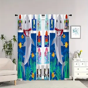Shark-shaped clothing and ocean-themed decorations, along with reversible blackout curtains, suitable for living rooms, bedrooms, and apartments, perfect for decorating for the new year.