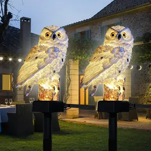 mother bird statue Owl Solar Decorative Garden Post Lighting, Lovely Animals Outdoor Figurine Lamp Decorative Figurine Decoration Applies to Trails, Terraces, Lawn Housewarming (Owl)
