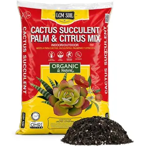 Cactus & Succulent Soil Mix (0.5 Cu Ft) - Root Rot Protection with Volcanic Ash & Chicken Manure -  Draining Mix for Indoor , Aloe, Citrus, & Palms - , Ready-to-Use