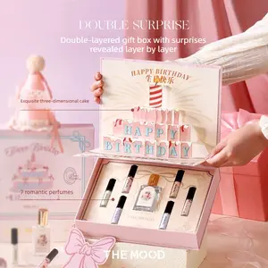 Ladies' birthday cake pop-up perfume gift box, a long-lasting light fragrance, paired with a cute 3D cake box, is a unique birthday gift for her, suitable for mom, best friend, or girlfriend, Fragrance Gift Set