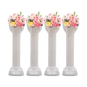 CNCEST 4PCS White Roman Columns Set Wedding Pillars Hollow Column Flower Stand for Decorative Use