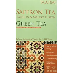 Taja Tea Saffron & Mango Green Tea Fusion, Detox Tea, 20 Count