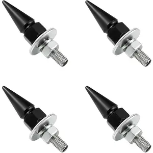 4 count Spikes License Plate Screws for , Anti  Spike Shape   Plate Frame Fastenings Bolt, Cool Licence Plate Screw Set for   ,  Accessories (Black)