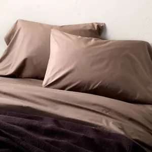 King 400 Thread Count Percale Pillowcases Fig Brown - Casaluna
