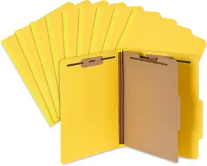 10 Pack Classification Folders, 1-Divider, Letter Size, Yellow, with 2 Inch Expansions, Durable 2 Prong Design for Organizing Standard Medical Files & Office Reports