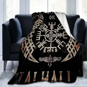 The Vikings Ancient Scandinavian Norse Runes Axes Soft flannel Throw Blanket Lightweight Flannel Warm Blanket for Bedroom Couch Sofa