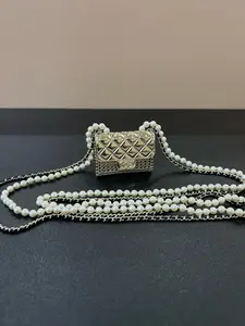 Pre-owned CHANEL 21S RUNWAY MICRO BAG & PEARLS LONG NECKLACE