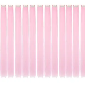 Colored hair extensions 24 Inch Synthetic straight Hair Extensions for Women Girls Kids Gift Single-Colors Party Clip in Synthetic Hairpiece