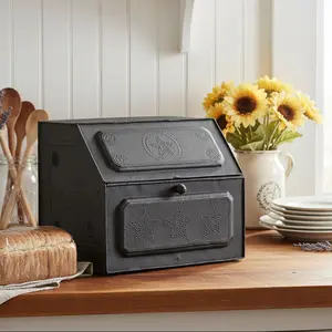 Star Metal Bread Box - Black
