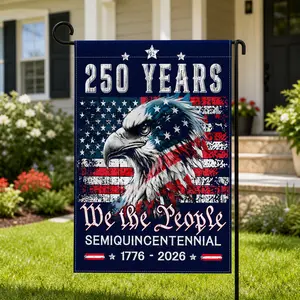 2026 USA 250th Anniversary Garden Flag, 12x18 Double-Sided Patriotic Eagle Yard Decor, Waterproof 4th of July Celebration Banner
