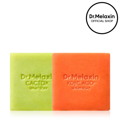 [Dr.Melaxin Official] Face & Body Serum Soap Duo, 2-Piece | Kojic Acid Serum Soap + Cactox Serum Soap | Kojic Soap for Dark Spots & Cactus Cleansing Bar for Pores & Hydration | Korean Skincare