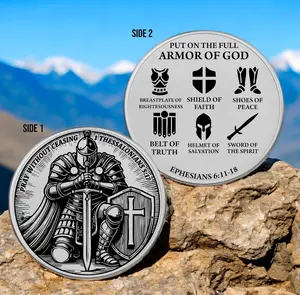 Prayer Warrior Challenge Coin – Full Armor of God Coin Ephesians 6:10 Christian Gift Spiritual Reminder Religious Gift of Faith Gift for Him
