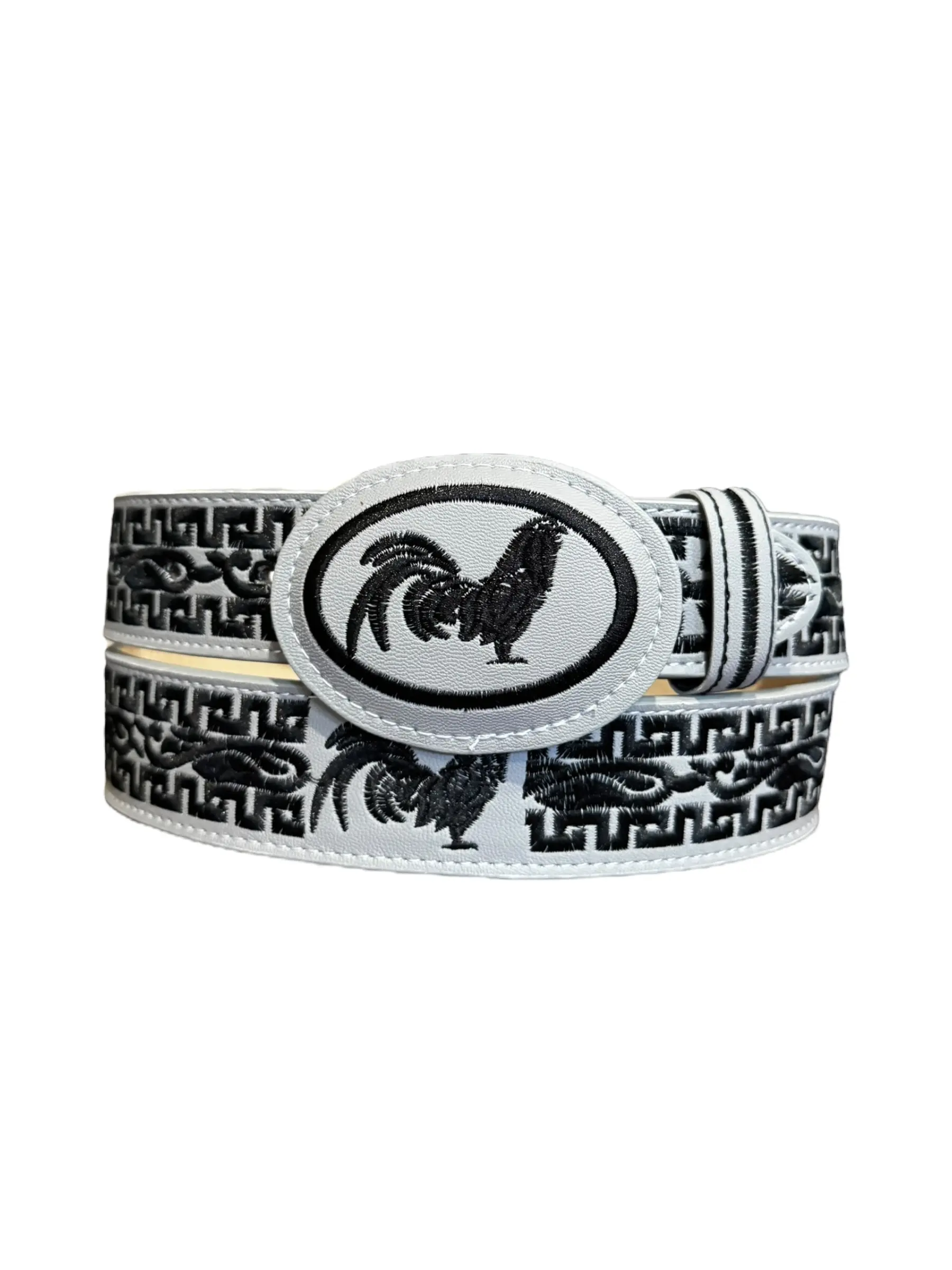Cinto Vaquero Bordado Gallo de Piel Western Style Embroidered Leather Belt Rooster